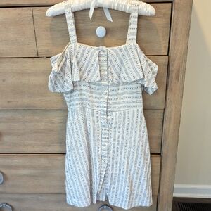 J.O.A. Blue and Cream White Striped Dress